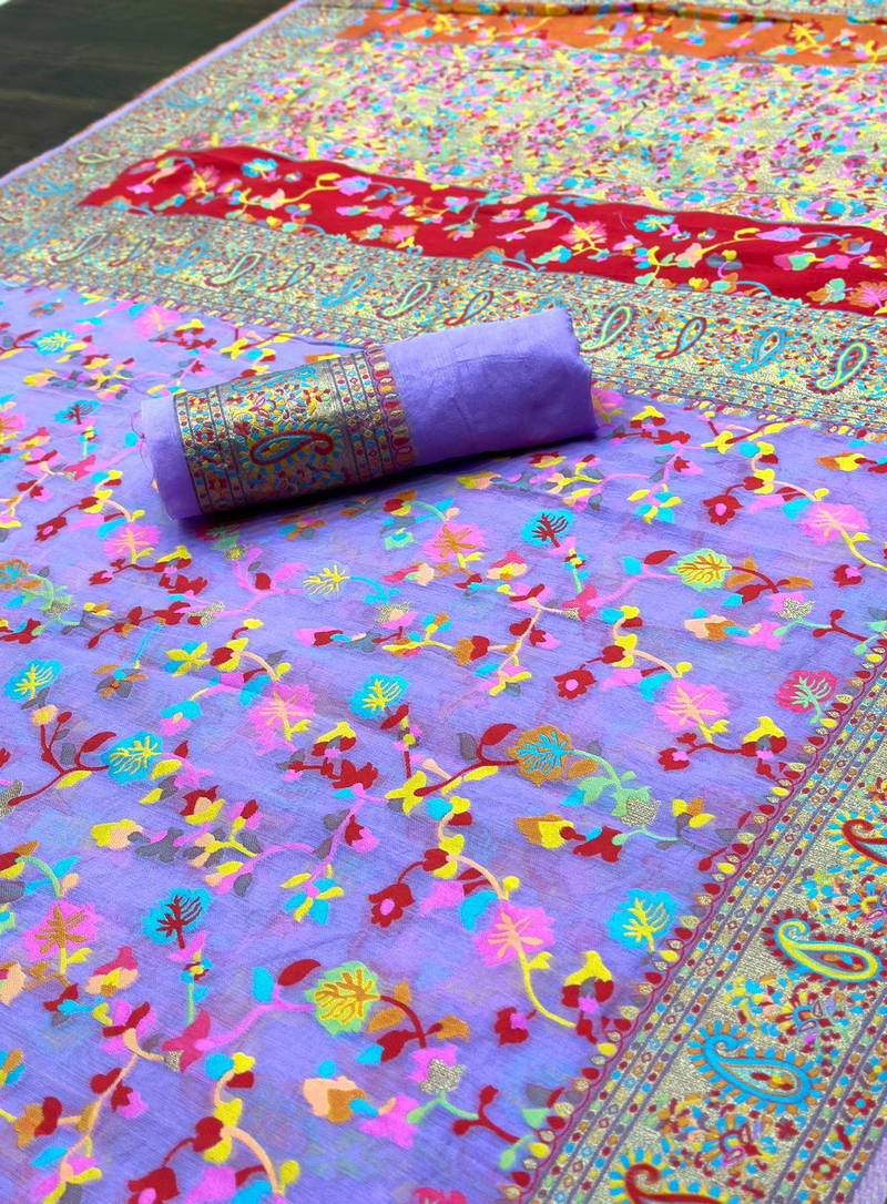 Vivera Kashmiri Pashmina Kachi Printed Wedding Sarees Suppliers In India