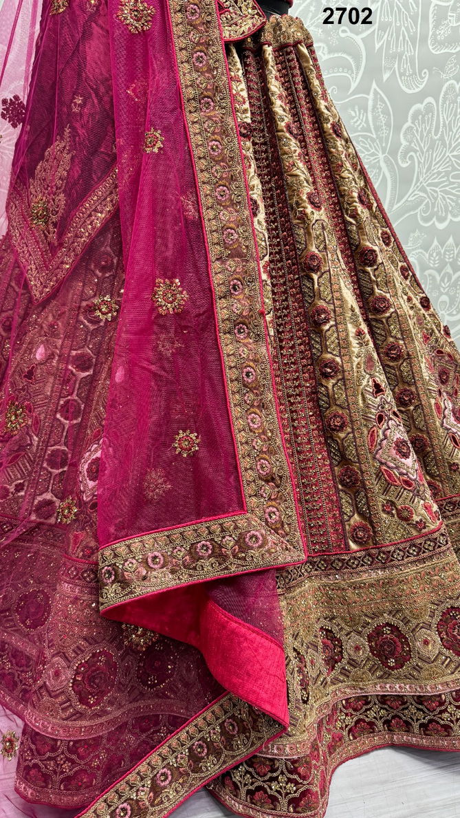 2702 by Anjani Art Velvet Embroidery Lehenga Choli Exporters In India