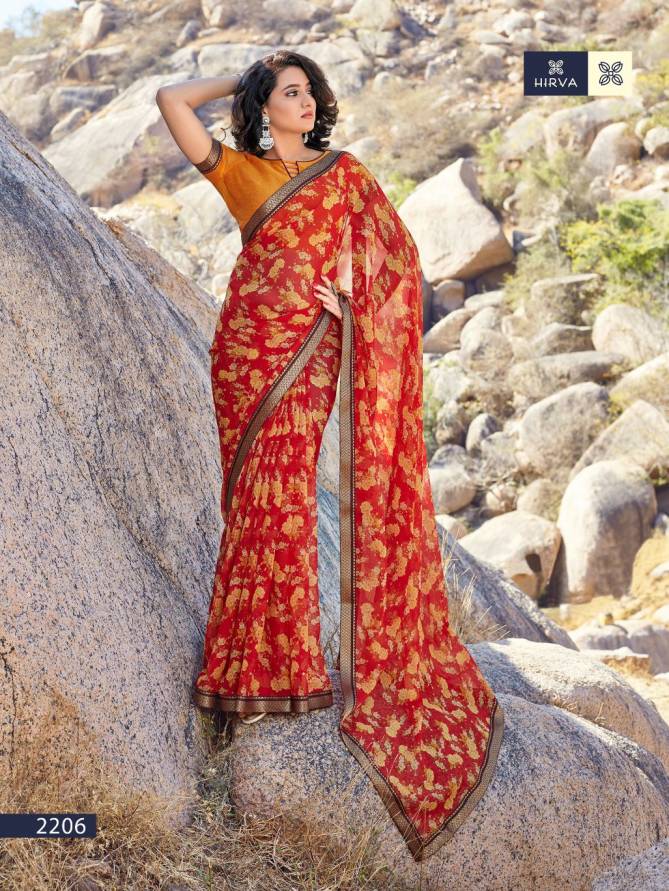Hirva Flowery Casual Wear Printed Georgette Saree Collection
