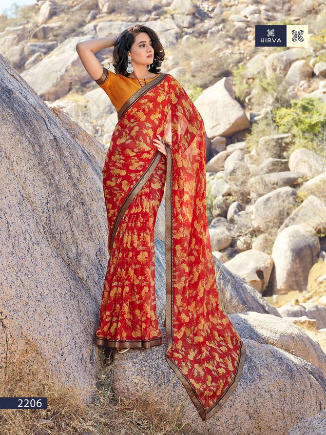 Hirva Flowery Casual Wear Printed Georgette Saree Collection
