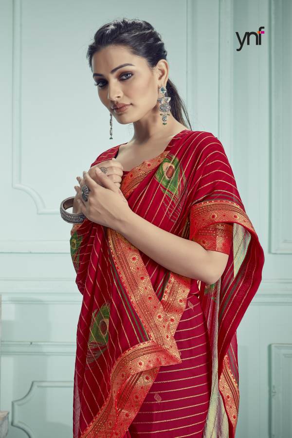 Ynf Morpankh Banaras Fancy Party Wear Georgette Designer Saree Collection