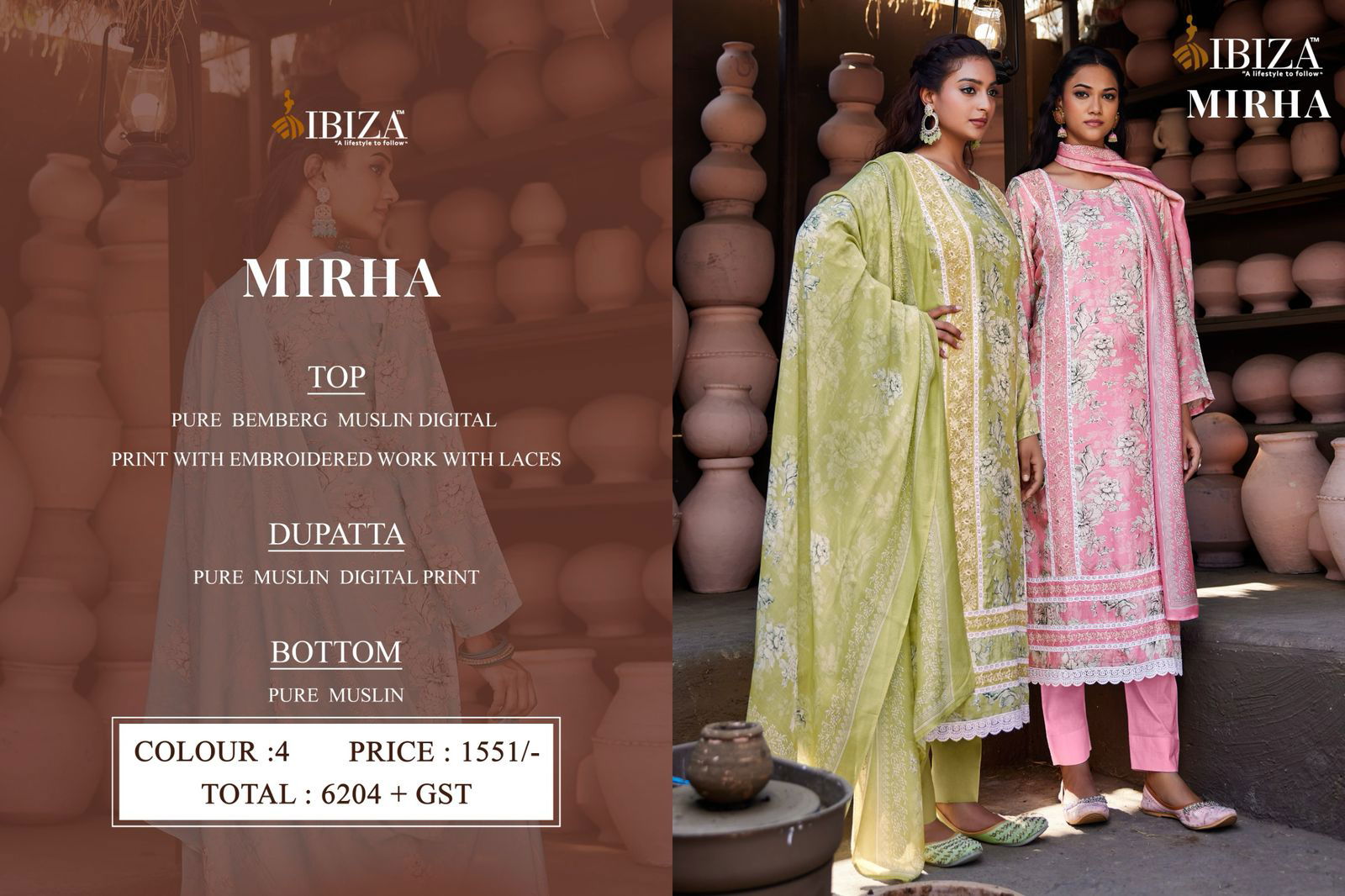 Mirha By Ibiza Muslin Printed Designer Salwar Kameez Exporters In India