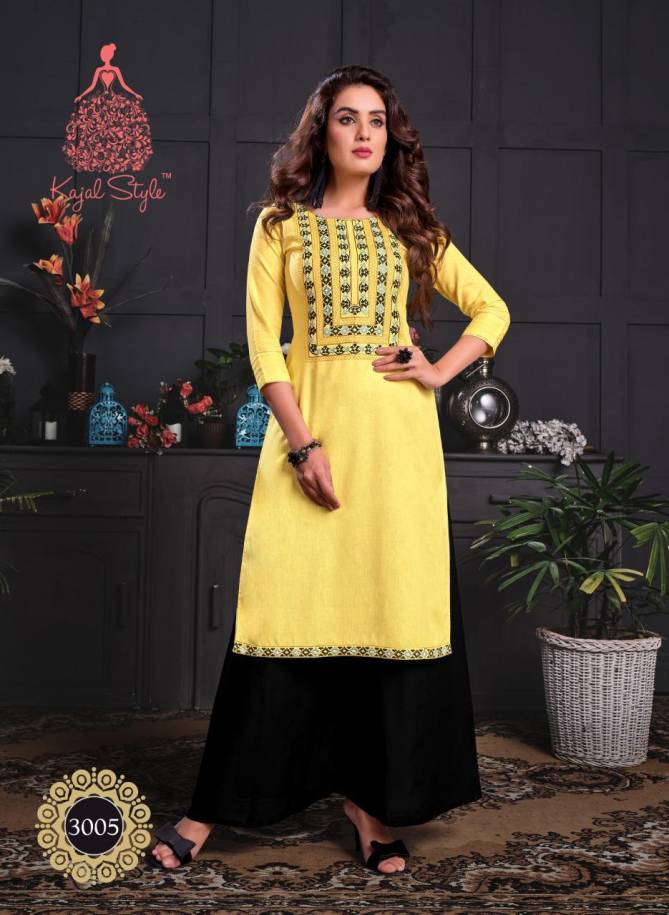 KAJAL STYLE FASHION GALAXY  Vol.3 LATEST RAYON PRINTED FANCY EMBROIDERY WORK PARTY WEAR KURTI WITH PLAZO & SHARARA COLLECTION
