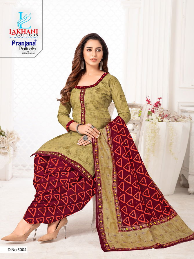 Lakhani Pranjana Patiyala 5 Latest Fancy Designer Regular Casual Wear Ready Made Printed Cotton Salwar Suit Collection
