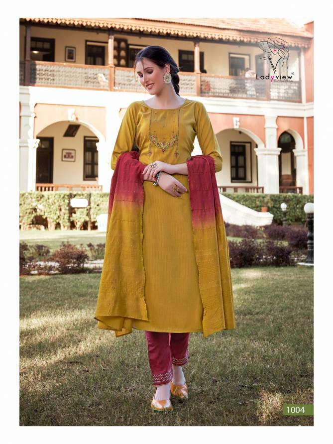 Ladyview Geet Fancy Wear Designer Kurti With Pant And Dupatta Collection