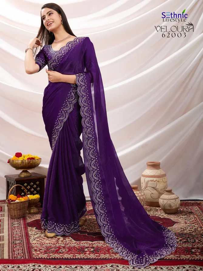 Veloura By Sethnic Velvet Chiffon Saree Wholesale Market In Surat