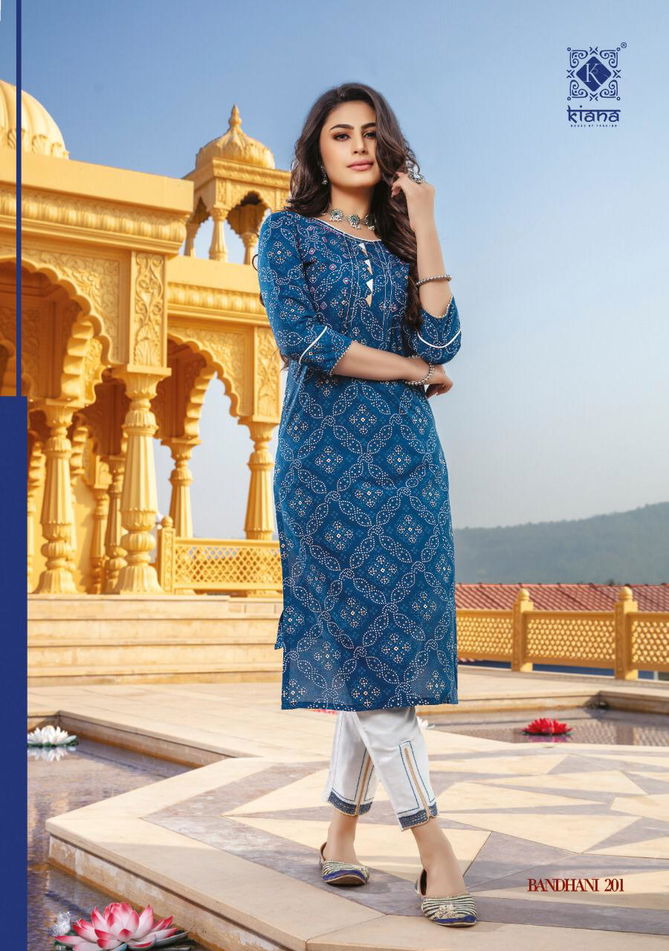 Kiana Bandhani 2 Latest Ethnic Wear Rayon And Cotton bandhani print Handwork Kurti With Bottom Collection