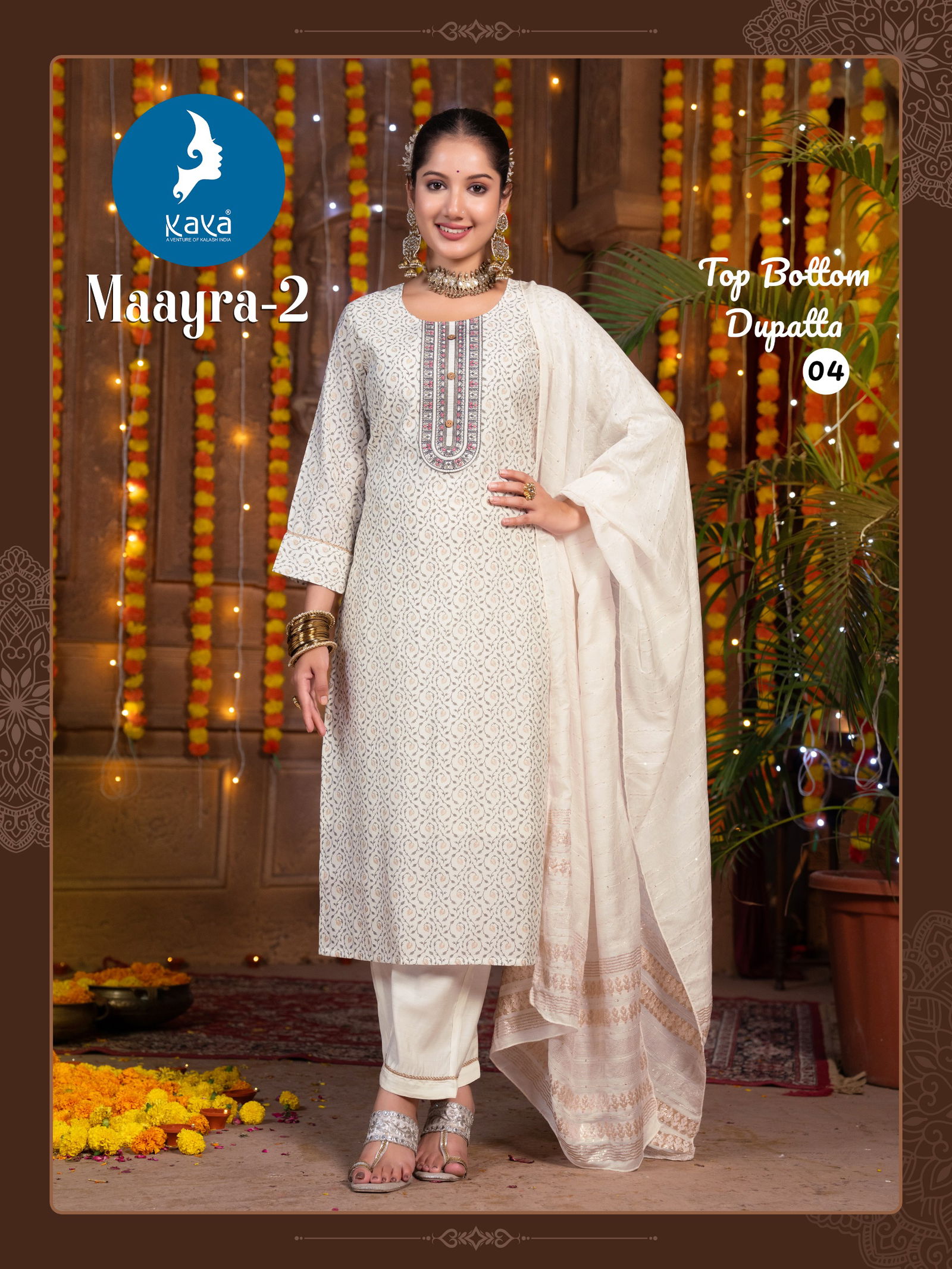 Maayra 2 By Kaya Straight Cut Roman Silk Kurti With Bottom Dupatta Wholesale Online