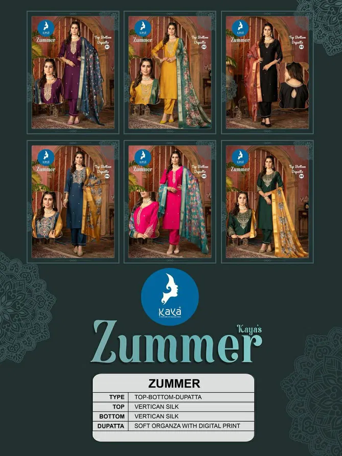 Zummer By Kaya Silk Kurti With Bottom Dupatta Suppliers In India