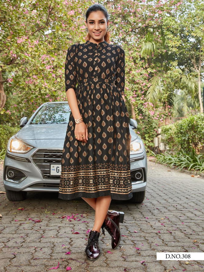 VEE FAB STYLE OUT VOL-3 Latest Fancy Ethnic Wear Rayon Slub With Gold Print Designer Kurti Collection