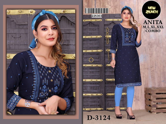 Anita 3124 Heavy rayon Ethnic Wear Designer Kurti Collection