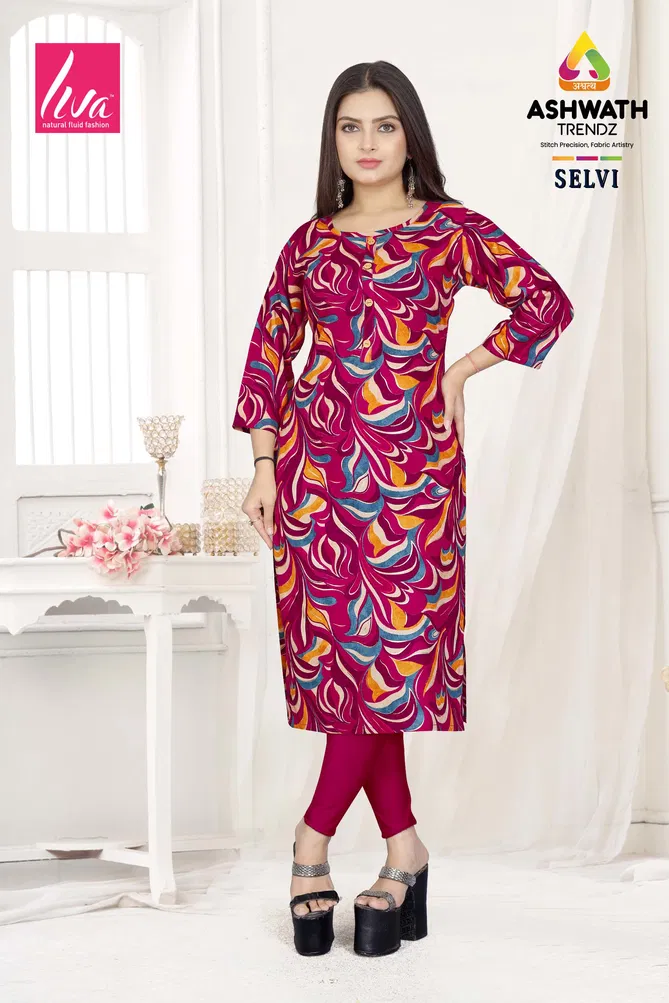 3 Selvi Ultra Premium Rayon Foil Printed Wholesale Kurti Suppliers In India