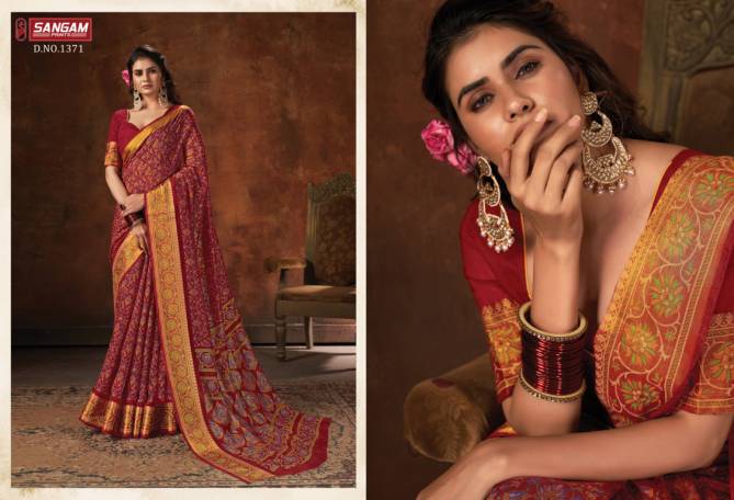 Sangam Harshita Fancy Festive Wear Printed Cotton Designer Saree Collection
