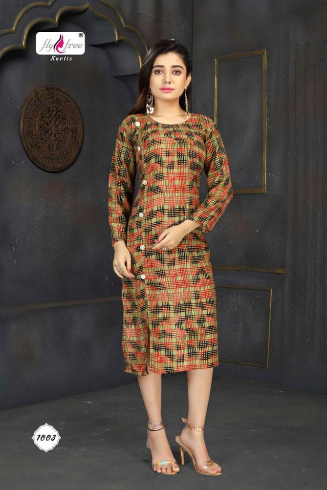 Fly Free Suduko 2 Latest Fancy Designer Stylish Casual Wear	Rayon Long Kurti Collection
