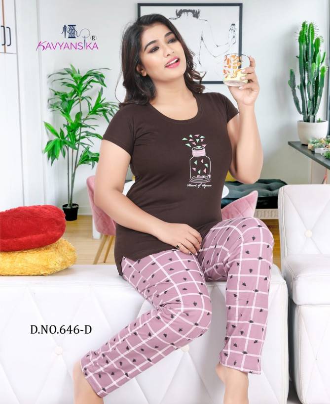 Kavyansika 646 Latest Fancy Night Wear Hosiery Cotton Printed Night Suits Collection