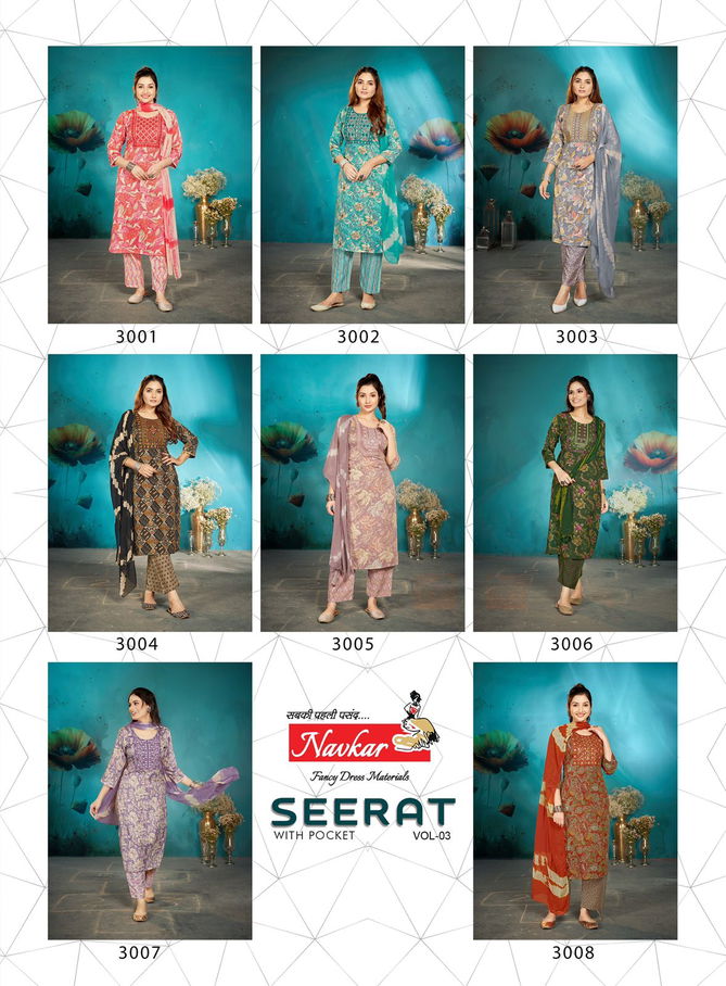 Seerat Vol 3 By Navkar Rayon Foil Printed Kurti With Bottom Dupatta Orders In India