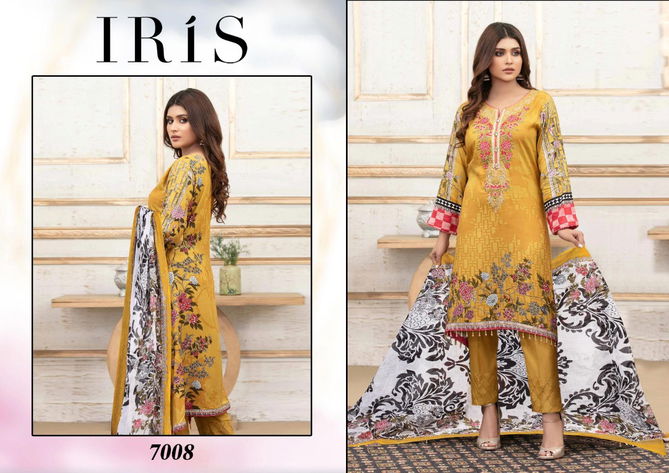 Iris 7 Printed Pure Cotton top With Mal Mal Dupatta Karachi Dress Material Collection
