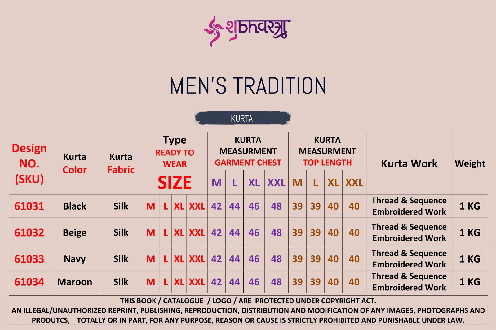 Mens Tradition By Shubhvastra Silk Embroidered Kurta Orders In India