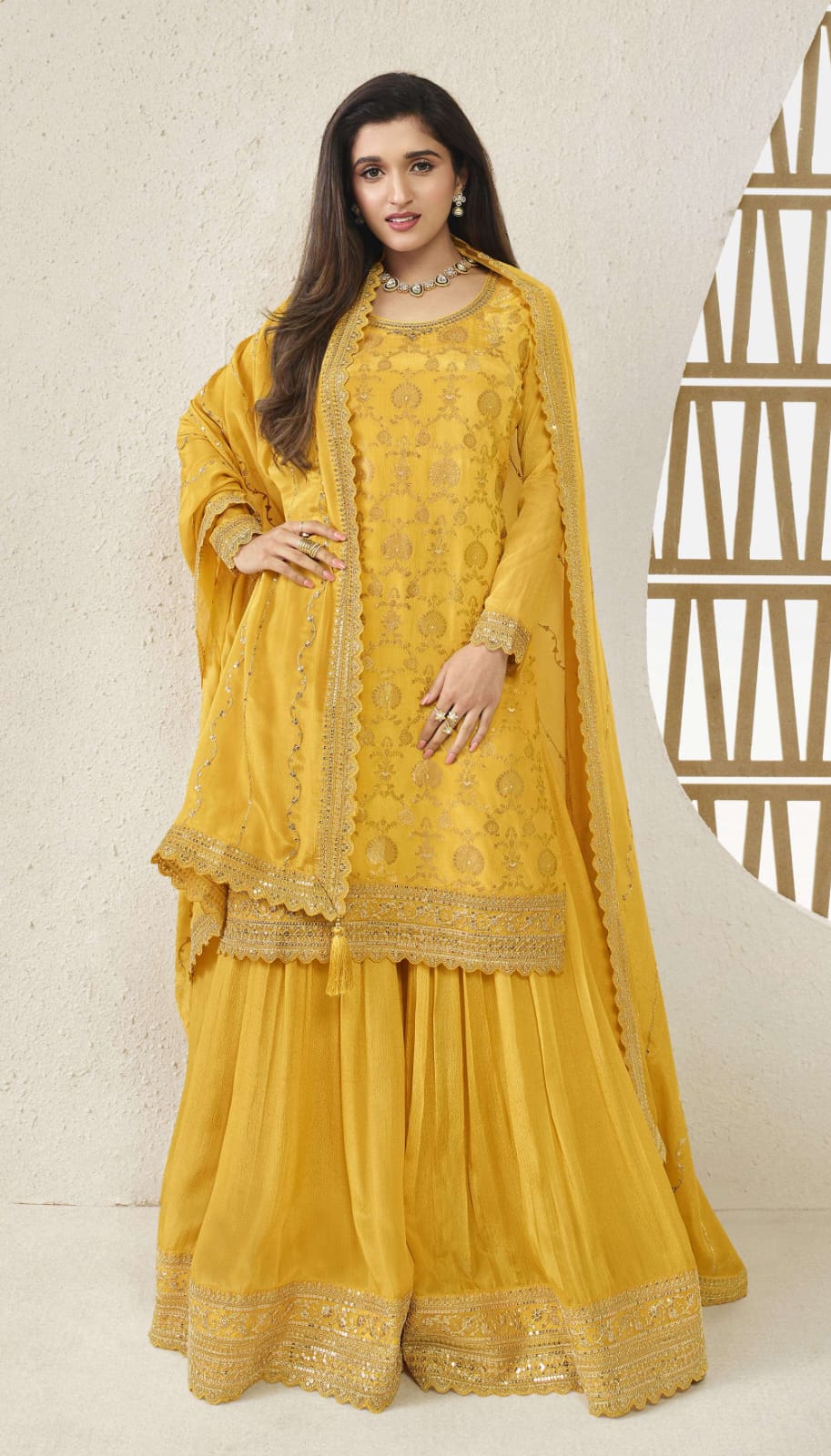 Karva By Vinay Chinon Embroidered Designer Sharara Suit Catalog