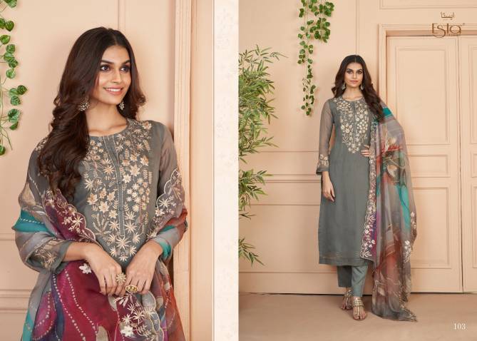 Auram By Esta 101 To 106 Organza Silk Designer Salwar Suits Suppliers in India