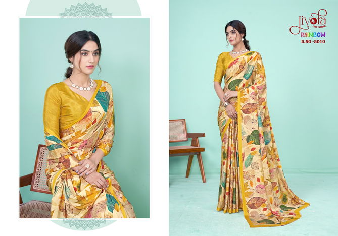 Ranibow By Jivora Crepe Digital Printed Daily Wear Saree Exporters In India