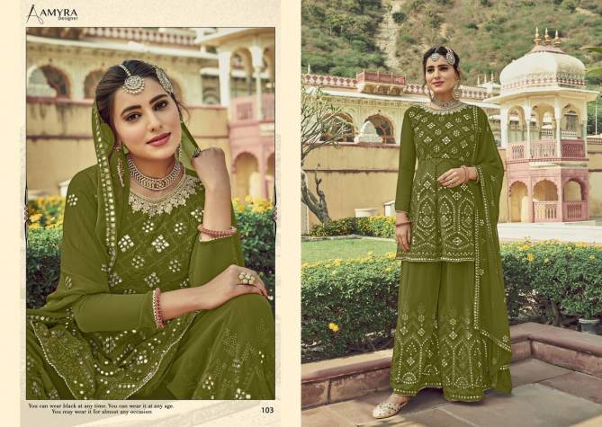 AAMYRA ZARKASH Latest Fancy Wedding Wear Heavy Georgette With Heavy Exclusive Mirror Embroidery And Diamond Work Salwar Suit Collection