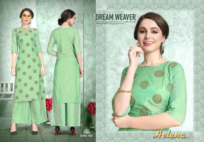 VARNI HELENA VOL-01 Latest Fancy Designer Casual Wear Soft Dola silk with Foil Print Kurtis With palazzo Collection