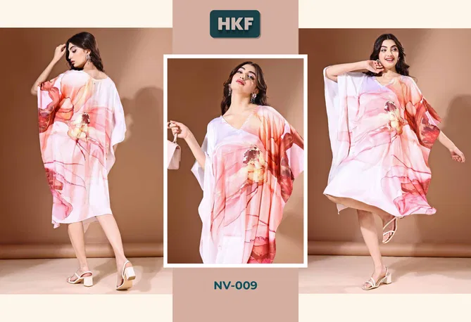  Nirvana Vol 1 By Hkf  Kaftan Soft Satin Casual Wear Wholesale Manufacturers