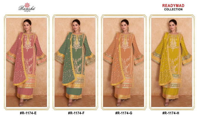 R 1174 Nx By Ramsha Chinon Pakistani Readymade Suits Orders In India