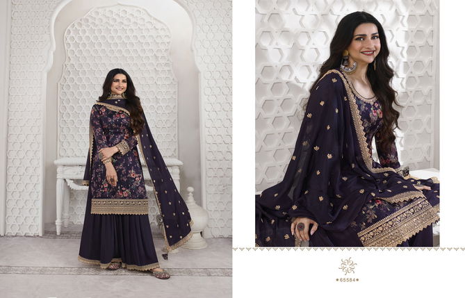 Vinay Kuleesh Swara Silk Embroidery Sharara Salwar Kameez Catalog
