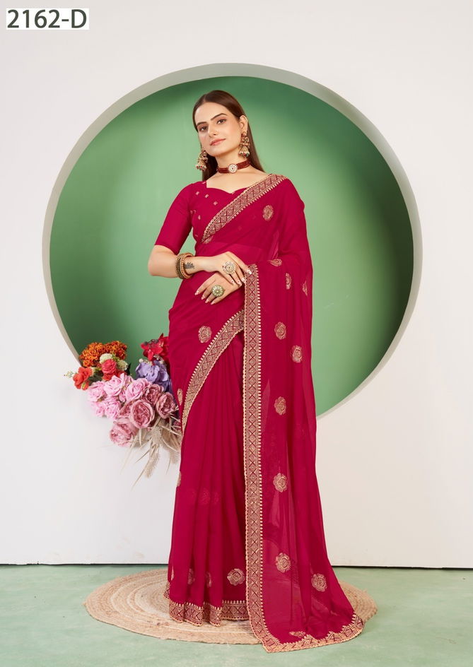 Jayshree 2162 A To D Georgette Blooming Wedding Saree Wholesalers In Delhi