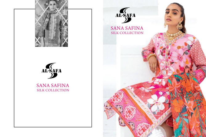 Al Safa Sana Safinaz 5 Latest Fancy Designer Japan Stain Silk Digital Print With Embroidery Pakistani Salwar Suits Collection
