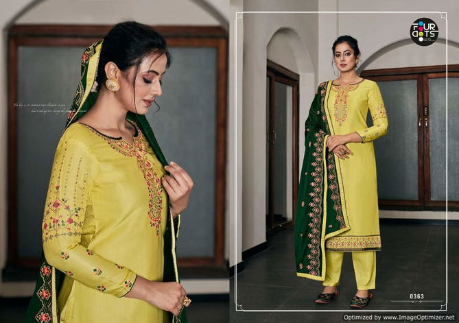 Four Dots Rivaaj Designer Modal Satin Embroidery Festive Wear Designer Salwar Kameez Collection
