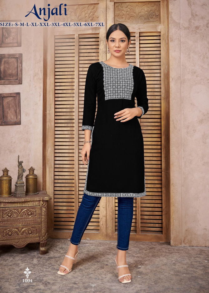 Anjali Heavy Rayon Embroidery Kurtis Catalog