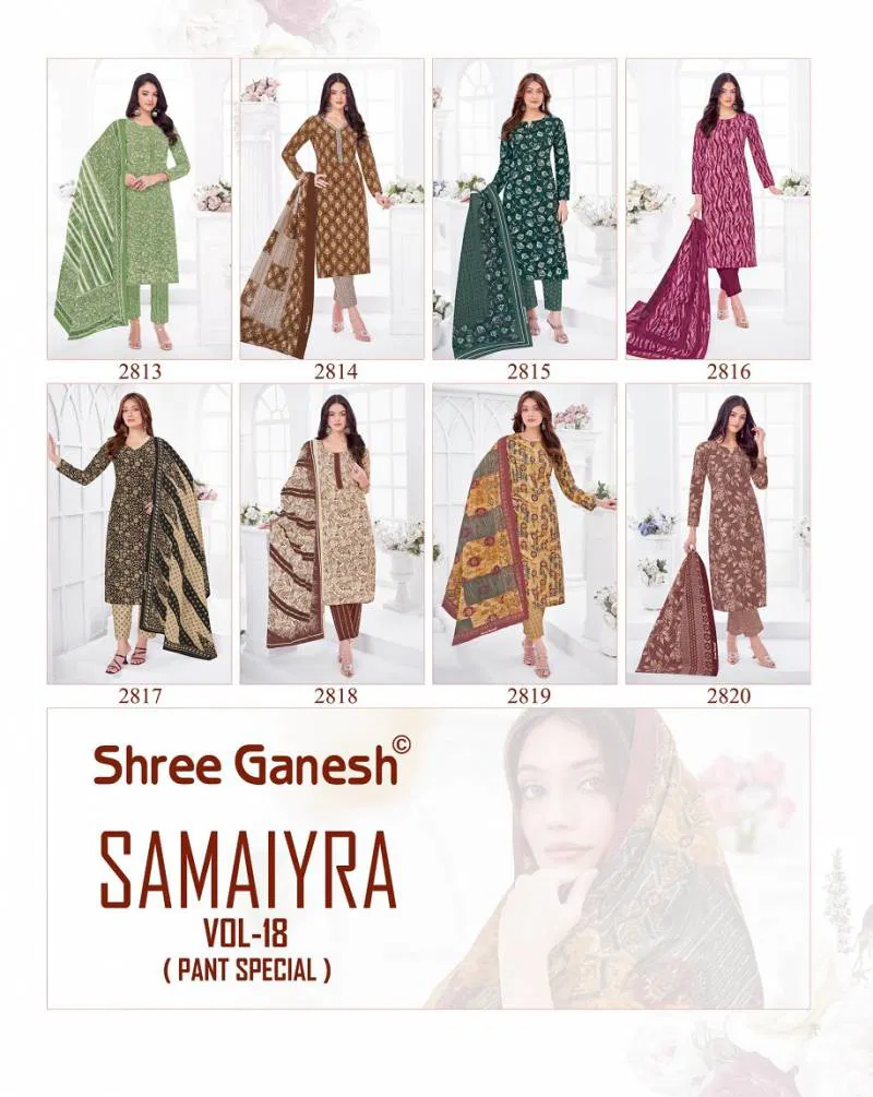 Samaiyra Vol 18 By Shree Ganesh Printed Cotton Dress Material Exporters In India