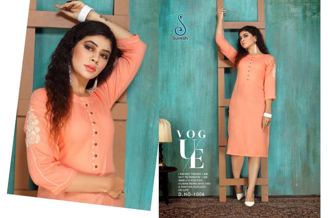 SUVESH ZUBEDA VOL-2 Fancy Casual Wear Rayon Slub With Embroidery Work Kurti Collection