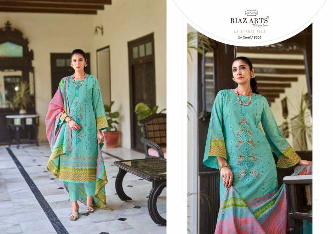 Bin Saeed 9001 To 9008 By Riaz Arts Pure Cotton Dress Material Orders In India