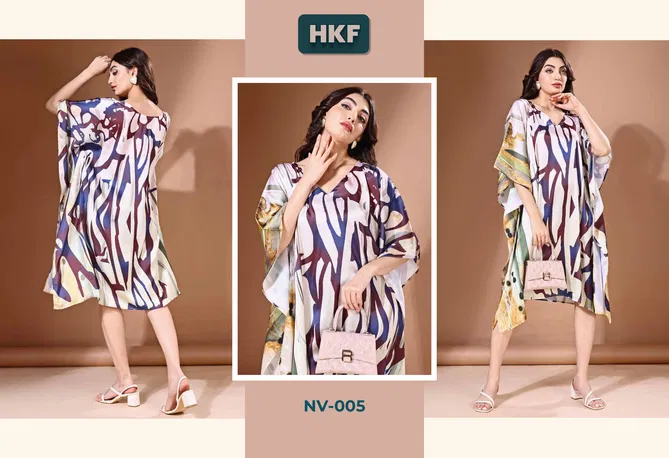  Nirvana Vol 1 By Hkf  Kaftan Soft Satin Casual Wear Wholesale Manufacturers