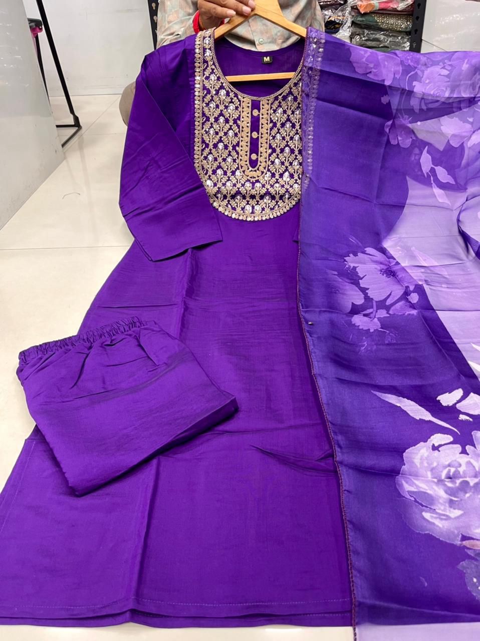 Vt Designer Roman Silk Kurti With Bottom Dupatta Suppliers In India