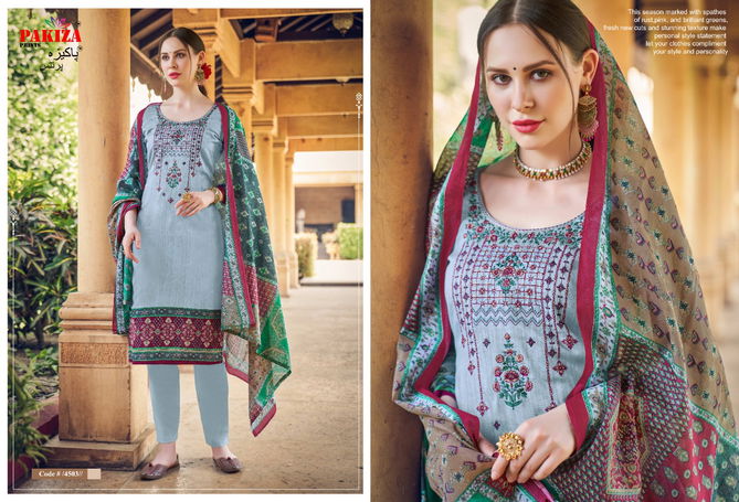 Pakiza Sana Safinaz 45 Latest Fancy Designer Heavy Casual Wear Embroidery Kashmiri Heavy Neck Work Dress Material Collection
