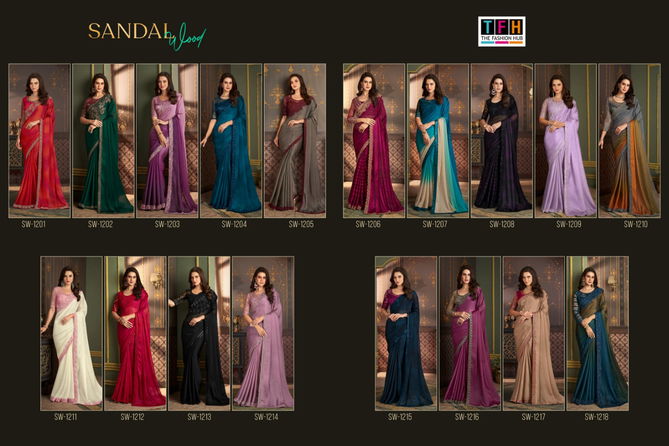 Sandalwood 12th Edition By Tfh Heavy Designer Party Wear Sarees Wholesale Market In Surat