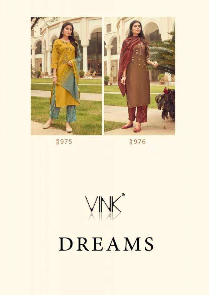 Vink Dreams Fancy Latest Collection Of Pure viscose silk With Handwork & Embroidery With Digital Printed Pant And Dupatta