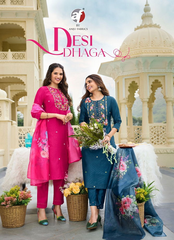 Desi Dhaga By Af Viscose Designer Kurti With Bottom Dupatta Wholesale Shop In Surat