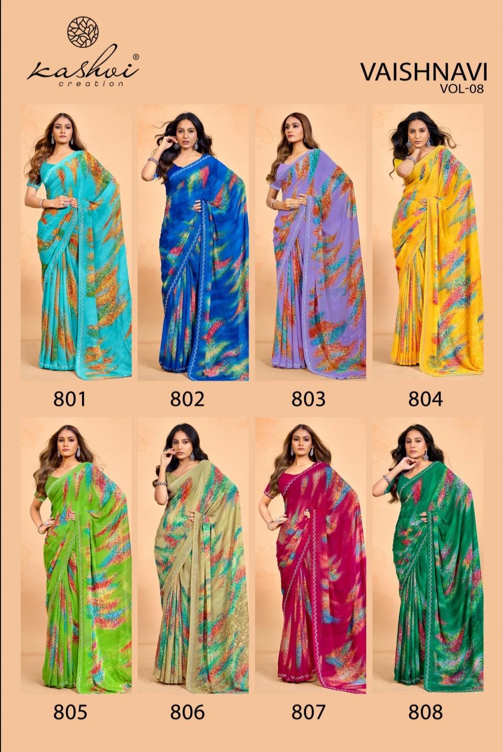 Vaishnavi Vol 8 By Kashvi Whatless Daily Wear Sarees Suppliers In India