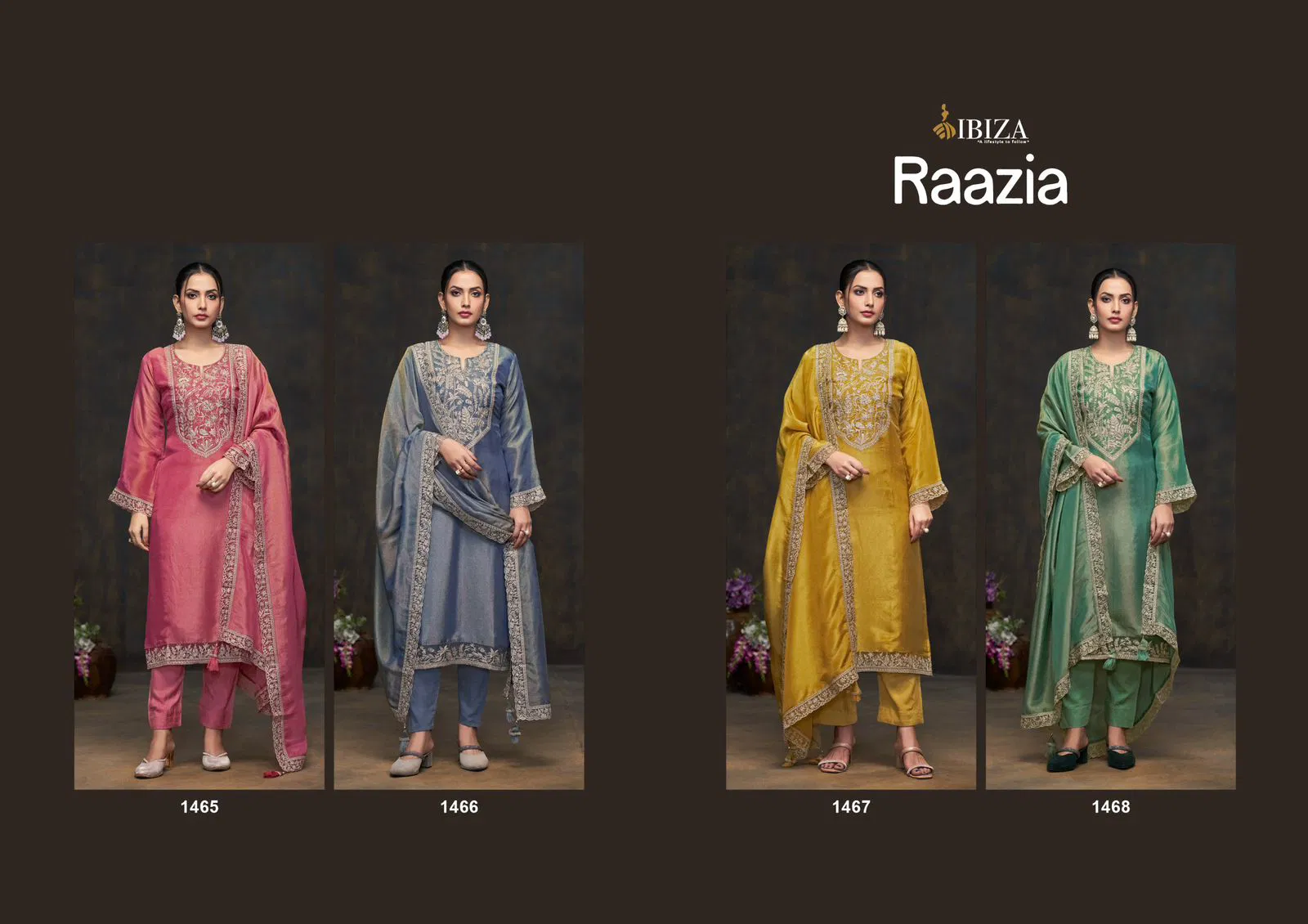 Raazia By Ibiza Simar Muslin Embroidery Salwar Kameez Wholesale In India