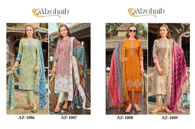 Alzohaib Az 1086 To 1089 Cotton Embroidery Printed Pakistani Suits Orders In India