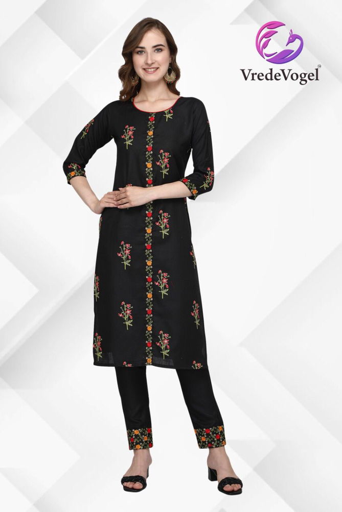 Vv Fabulous Latest Designer Casual Wear Cotton Embroidery Kurtis With Bottom Collection
