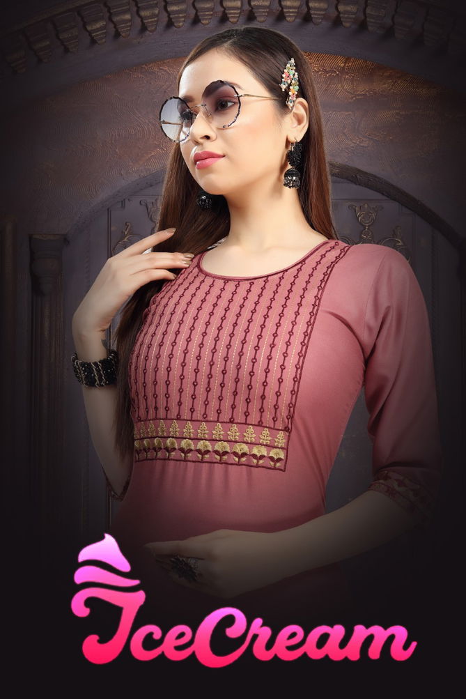 Ft Ice Cream Latest Fancy Designer Casual Wear Straight Cut Rayon Designer Kurtis Collection
