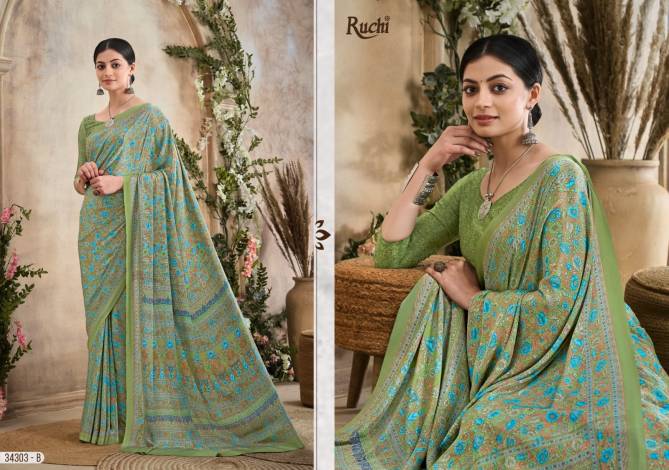 Vivanta Silk 36 By Ruchi Silk Crepe Printed Wholesale Sarees In India