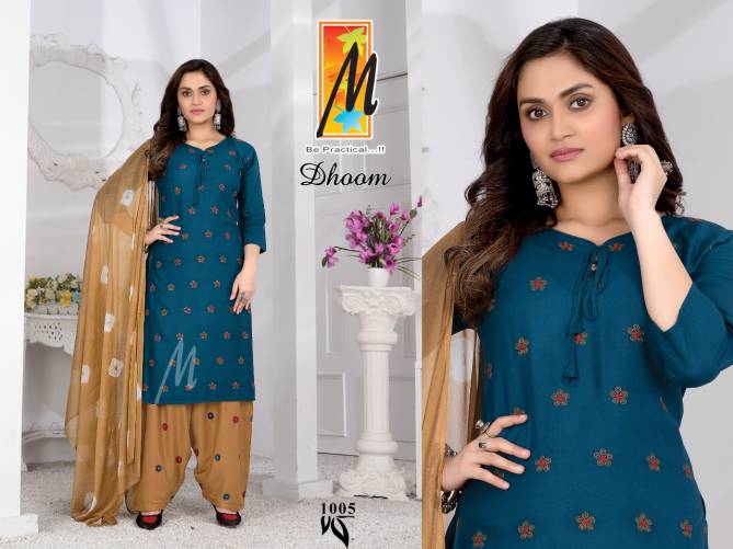Master Dhoom Rayon Printed Daily Wear kurti With Bottom And Dupatta Readymade Collection
